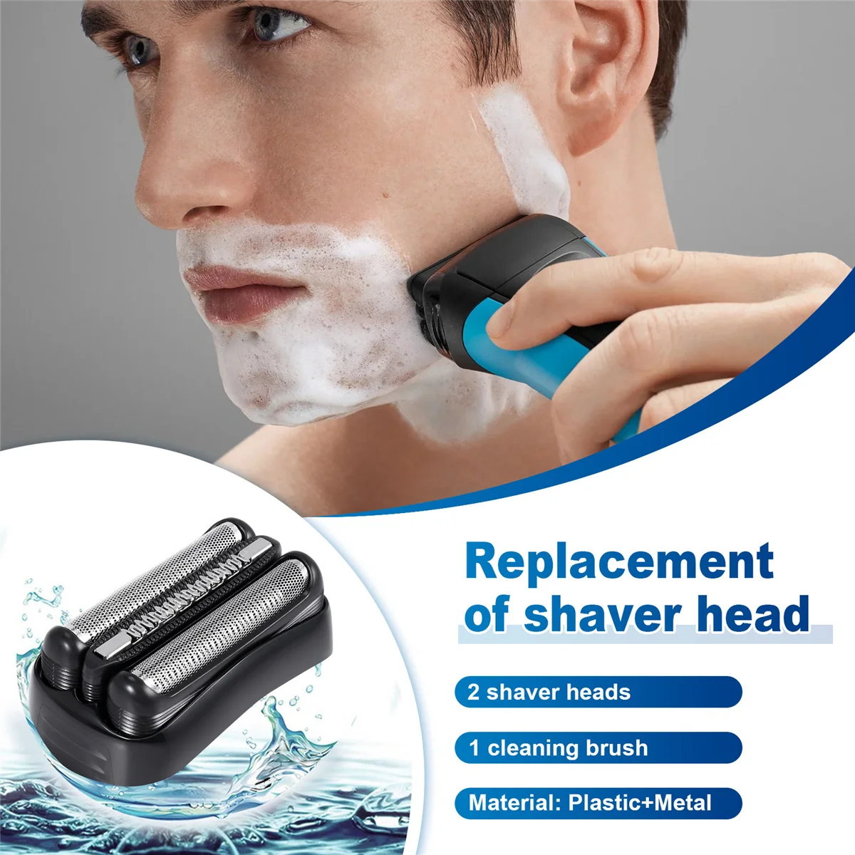 Сменная головка для бритвы 21B 2 шт. электробритв Braun Serie 3 301S 310S 320S 330S 340S 360S 3010S 3020S 3030S