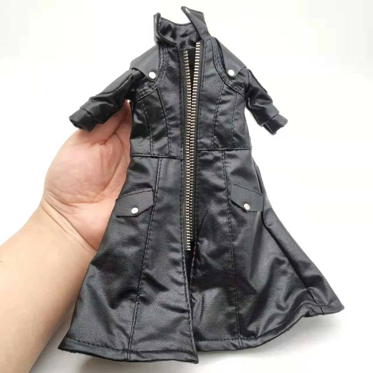 

1/6 Scale Black Leather Overcoat Short Sleeve Windbreaker Clothing Model Toys for 12in Male Solider Action Figure Toys