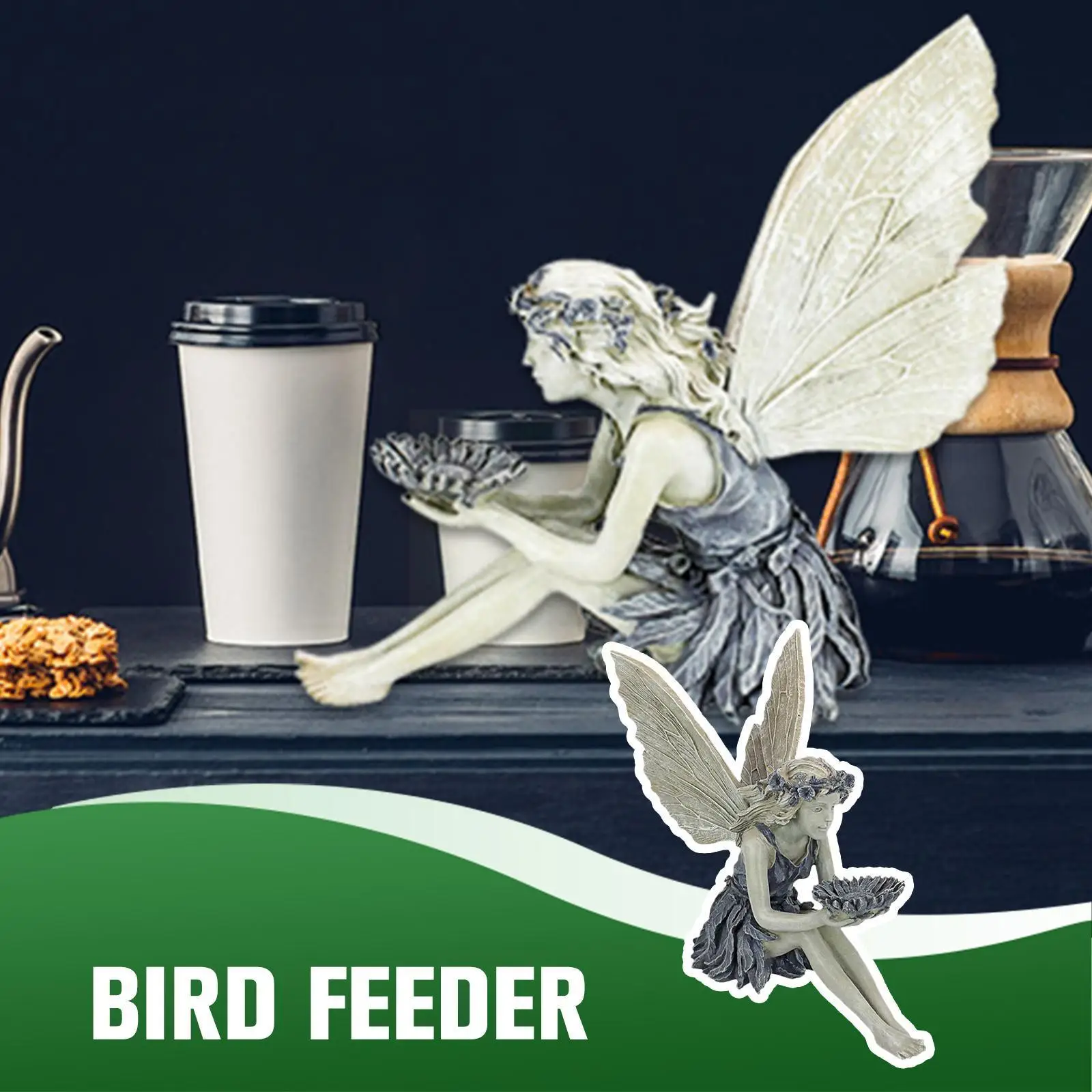 

Flower Fairy Sculpture Garden Landscaping Yard Art Turek Angel Craft Outdoor Sitting Figurines Statue Girl Ornament Resin M6J2