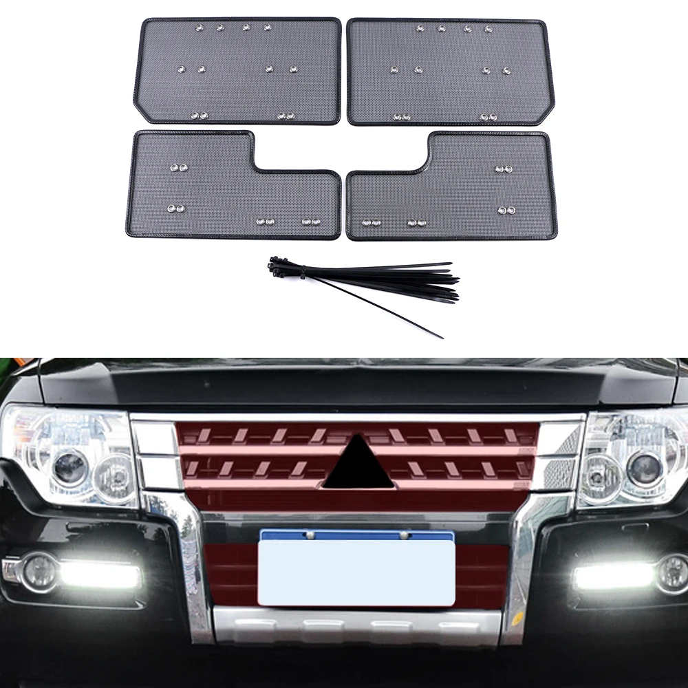

For Mitsubishi Pajero V80 2010-2019 Car Accessories Steel Front Grille Insert Net Anti-insect Dust Garbage Proof Inner Cover Net