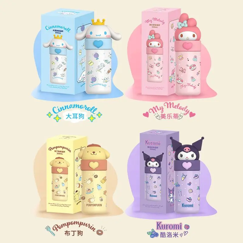 

350 мл Sanrioed аниме Kuromi Cinnamoroll Термокружка кавайная Спортивная бутылка для воды 316 нержавеющая сталь Термокружка детская бутылка для воды
