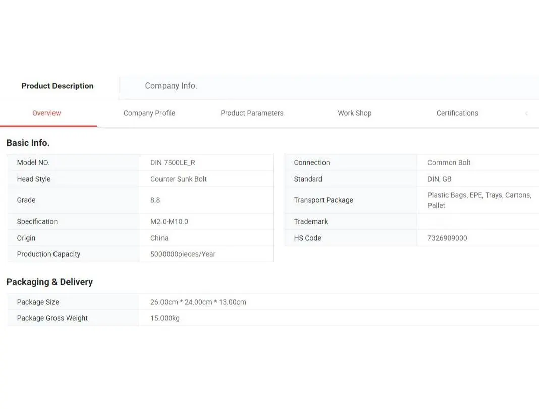 DIN 7500le прорезывающиеся винты с потайной резьбой