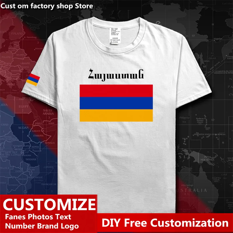 

Armenia Country Flag T shirt Custom Jersey Fans Name Number Brand LOGO Cotton T-shirts Men Women Loose Casual Sports T-shirt