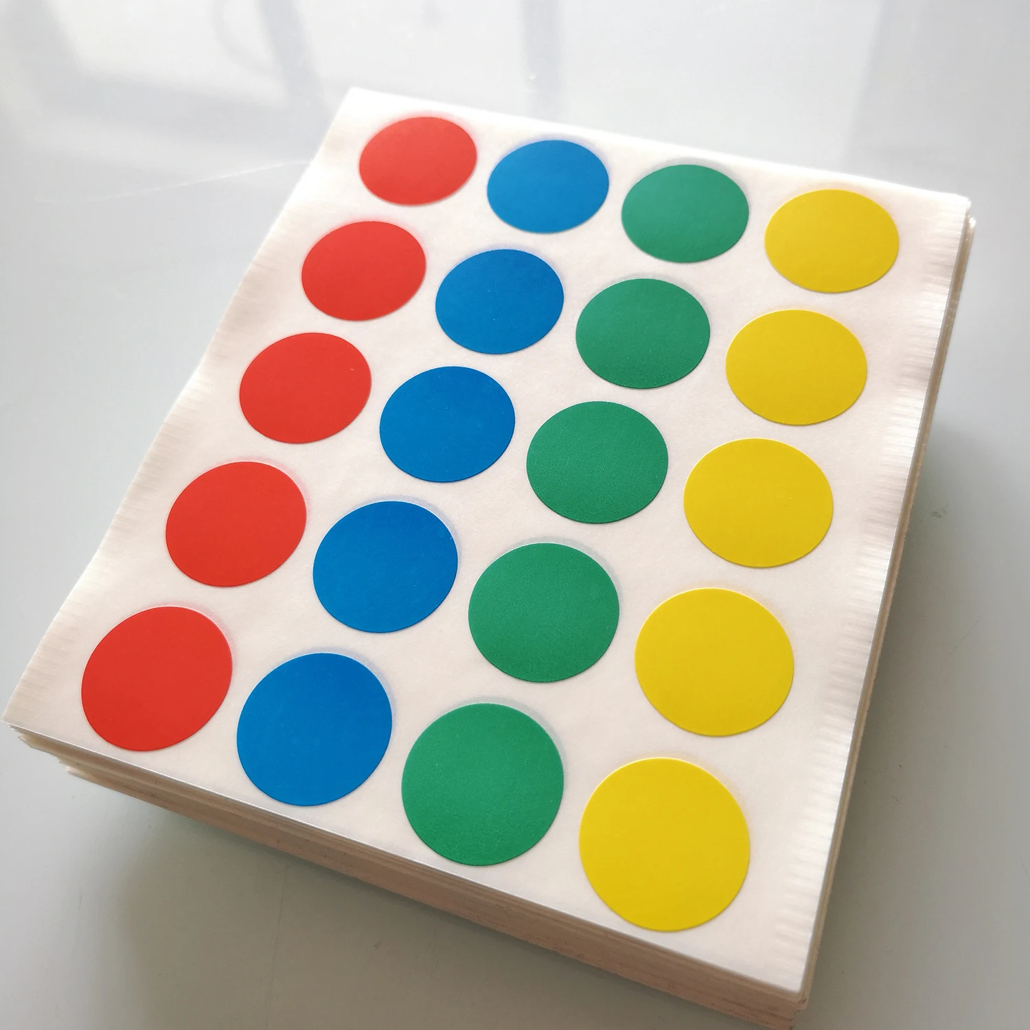 2000 sheets diameter 20mm Colorful round paper sticker, mixed red blue green yellow OF08