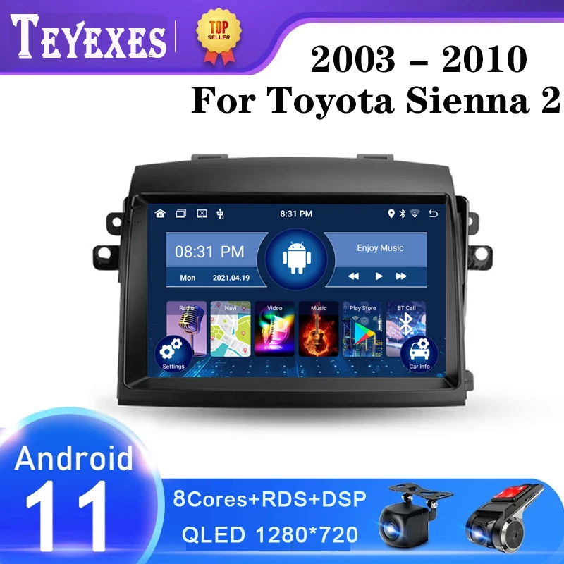 

TEYEXES 2Din Carradio For Toyota Sienna 2 II XL20 2003 - 2010 Car Radio Multimedia Video Player Navigation GPS Android 11 2 Din