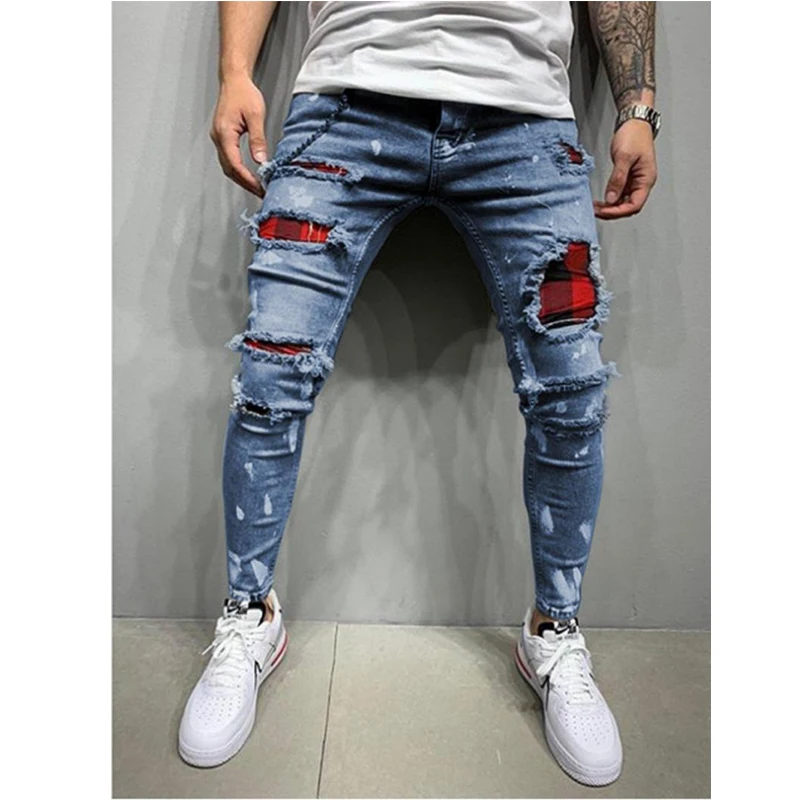 Men's Jeans Cool Ripped Skinny Trousers Casual Jogging Jeans for Men Fashion Streetwear Hip Hop Male Slim Fit Long Pants