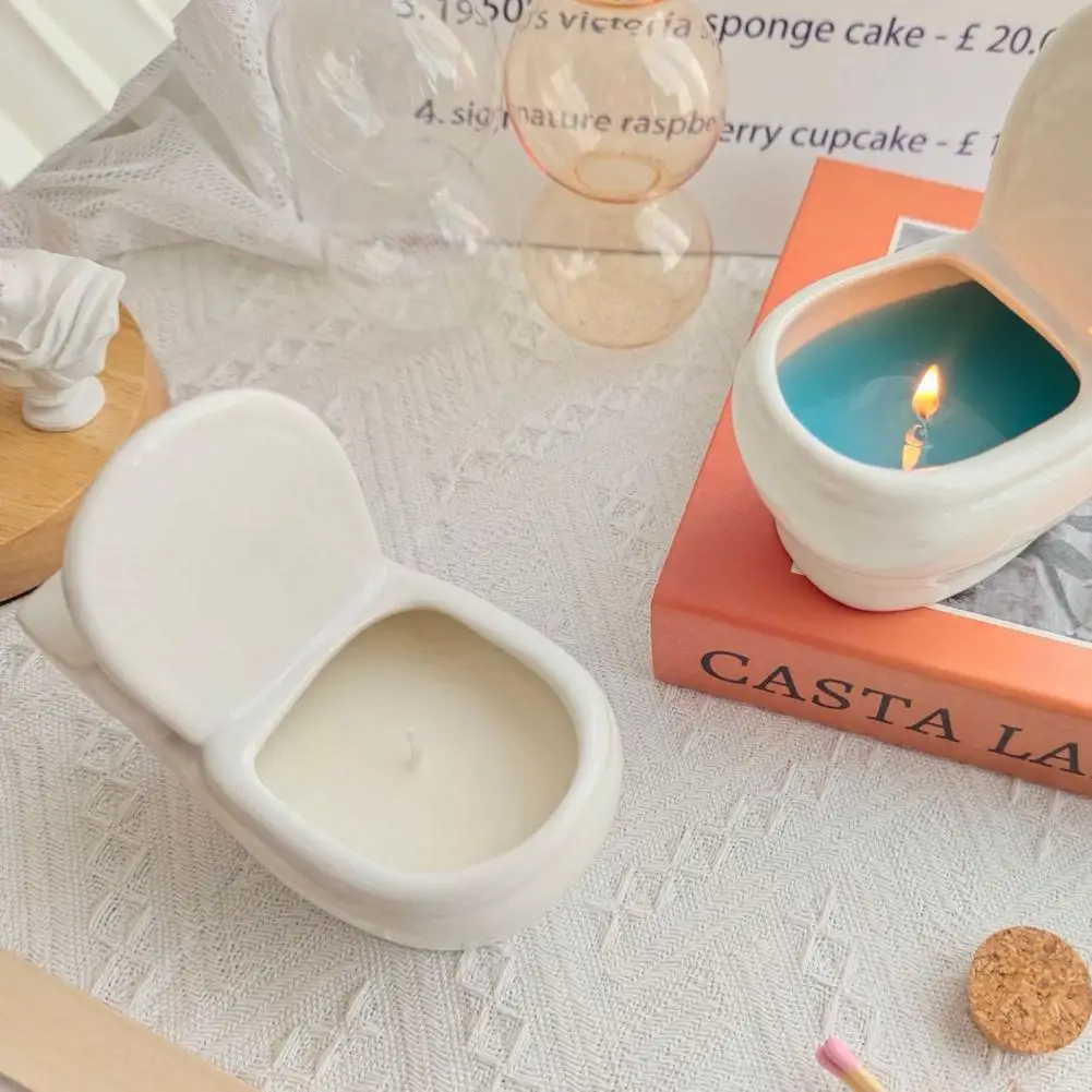 

Toilet Shape Practical Add Romantic Vibe Candle Durable Candle Ornament Creative for Gifts
