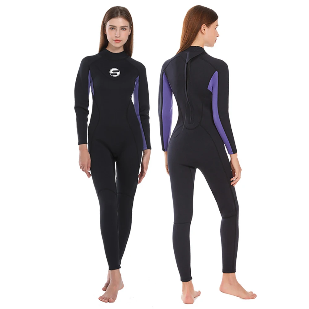 3MM Neoprene Wetsuit Women's Fashion One Piece Thicken Long Sleeve Warm Sunscreen Swimming Snorkeling Surfing Wetsuit 2023