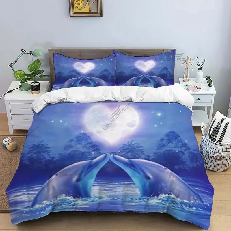 Комплект постельного белья с узором дельфина пододеяльник постельное белье