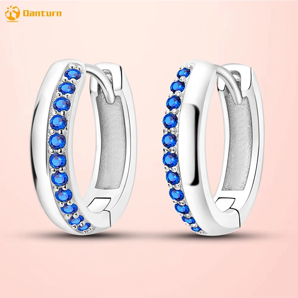 

Danturn 925 Sterling Silver Stud Earrings Blue Gemstone Earrings Women Earrings Cubic Zirconia Statement Stud Earrings