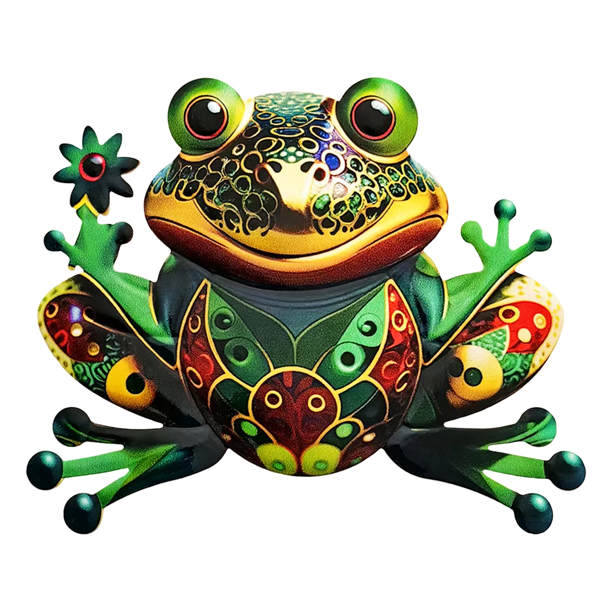 Металлическая статуя лягушки темно-синего цвета