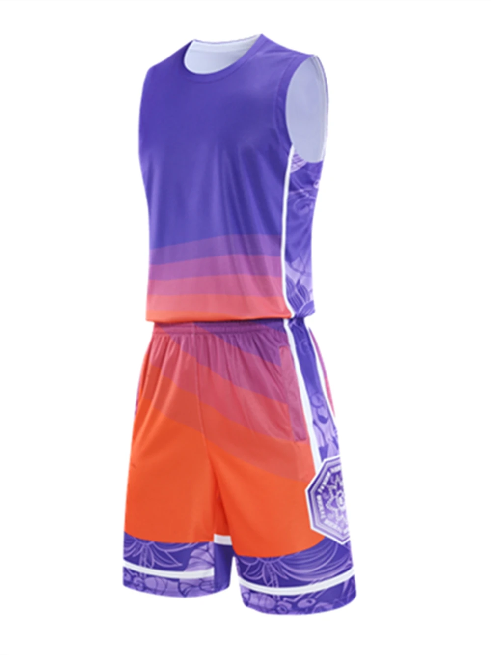 2023 Summer New Men Youth Sports Basketball Set Quick Dry Breathable Short Sleeve Shorts T-shirt University Basketball Team Kit