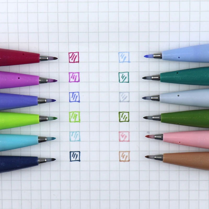 12/24 шт. японская сенсорная ручка Pentel с кисточкой Новинка пастельный/обычный цвет