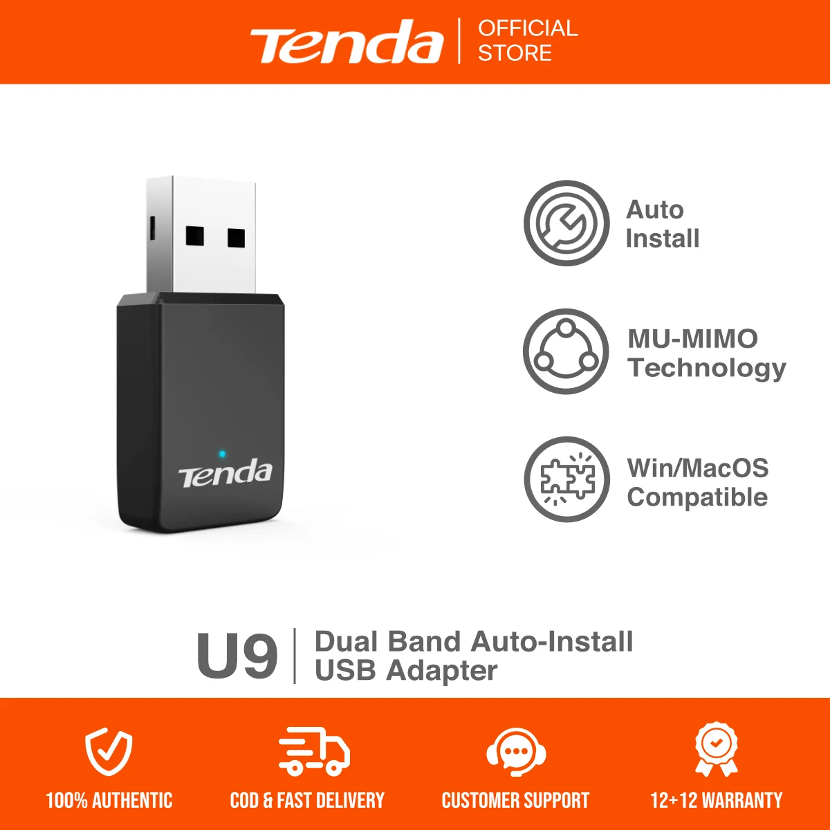 Беспроводной двухдиапазонный USB-адаптер Tenda U9 AC650 | Автоматическая установка