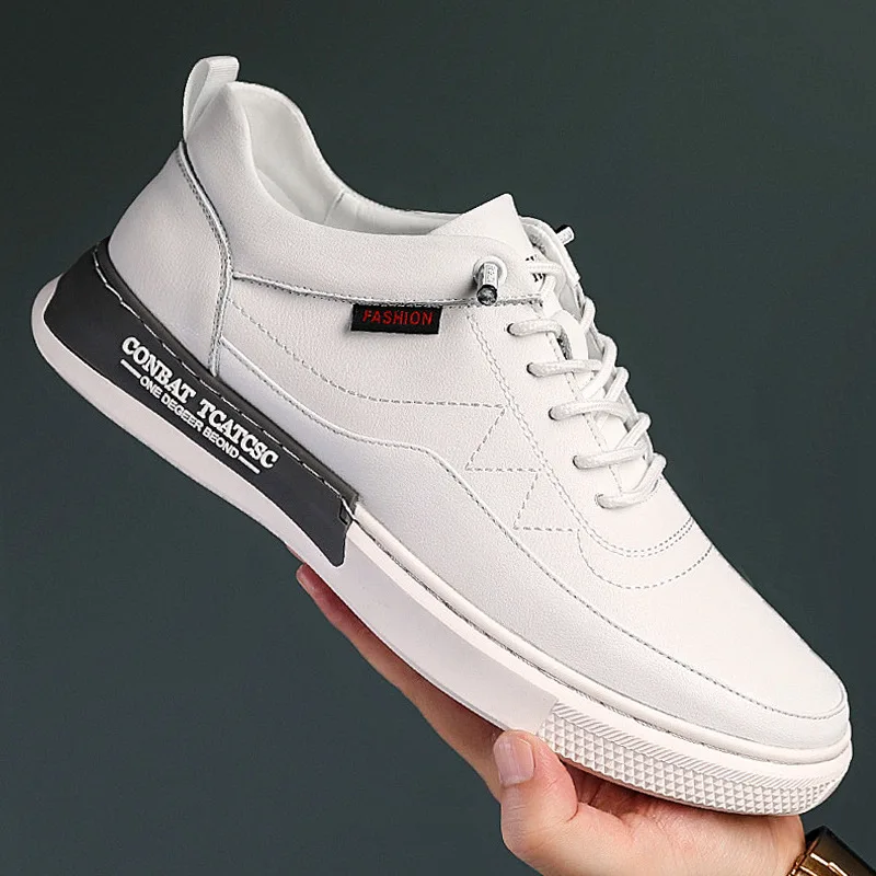 

Новинка весна-осень 2022, мужские кожаные повседневные туфли, модные мужские уличные повседневные туфли на шнуровке с круглым носком, размеры...