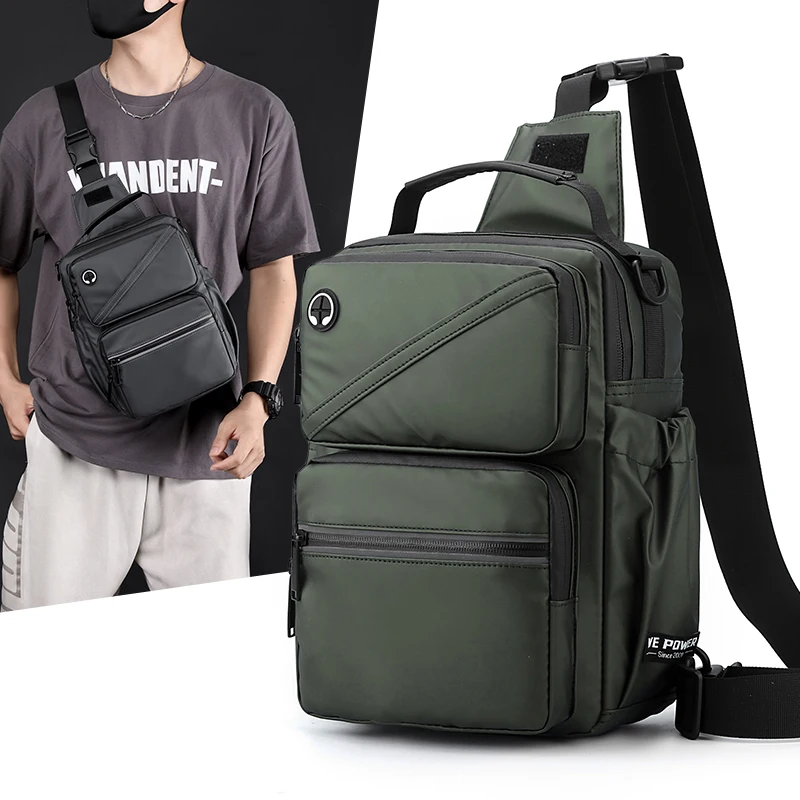 Men Nylon Crossbody Bag with USB Charging Port Multifunction Outdoor Travel Waterproof Daypack Male Casual Messenger Chest Bags