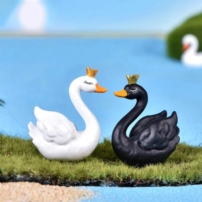 Фигурка сделай сам черно-белый лебедь Гусиное озеро фигурка микро ремесло