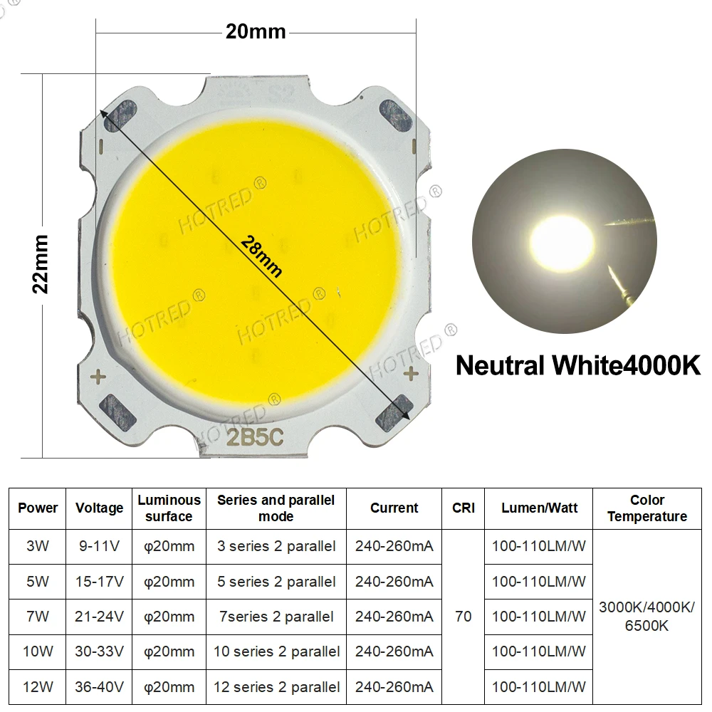 

10 шт. 28 мм круглой COB LED лампы 3Вт-12Вт для светильника