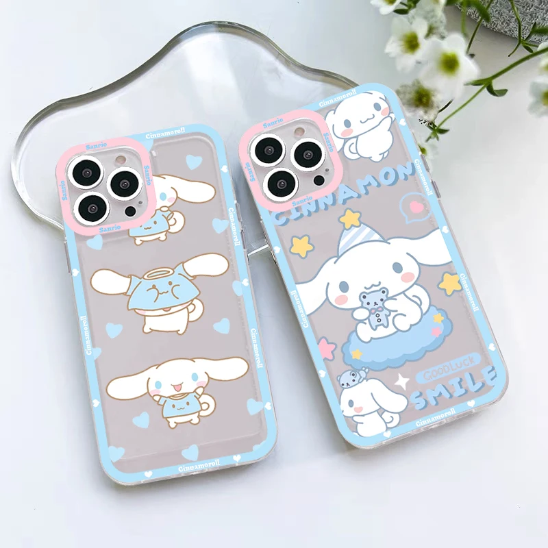 

Cute Cinnamoroll Phone Case For iPhone 14 13 12 11 Pro Max Mini X Xs XR 6 7 8 Plus SE 2020 Transparent Case