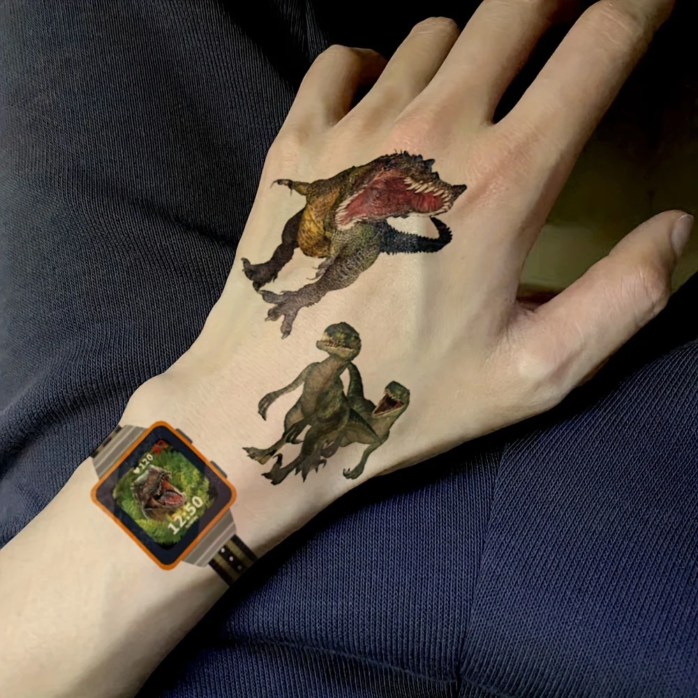 12 Листов 3d Временные Татуировки С Динозаврами Водонепроницаемые Реалистичные