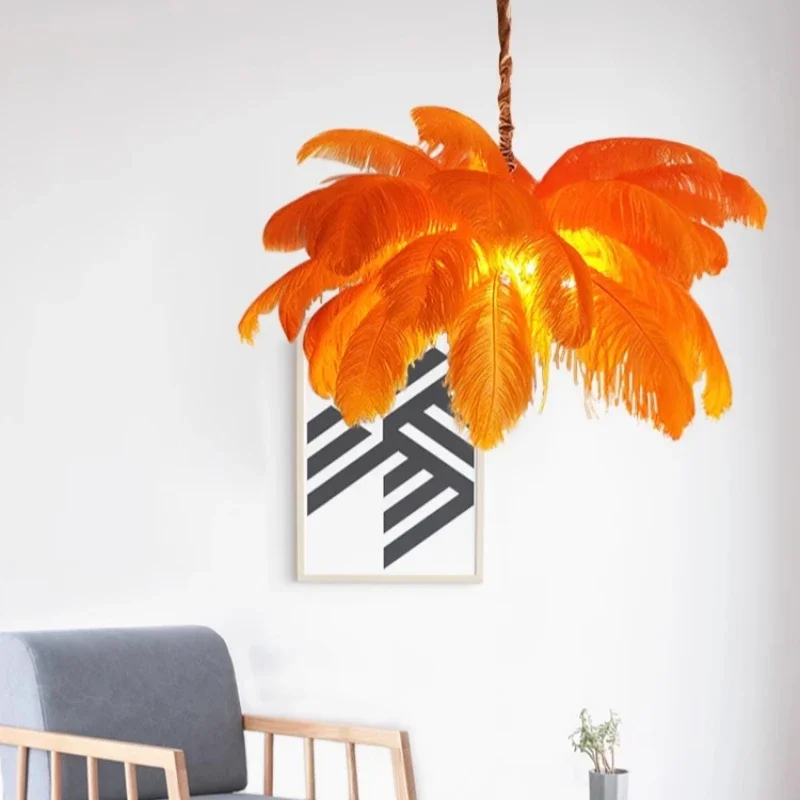Фото Плафонье LED en Plumes d'Autruche au Design Nordique, Светильник Décoratif d'Nik, Idéal pour un Salon ou une Chambre à Coucher №3