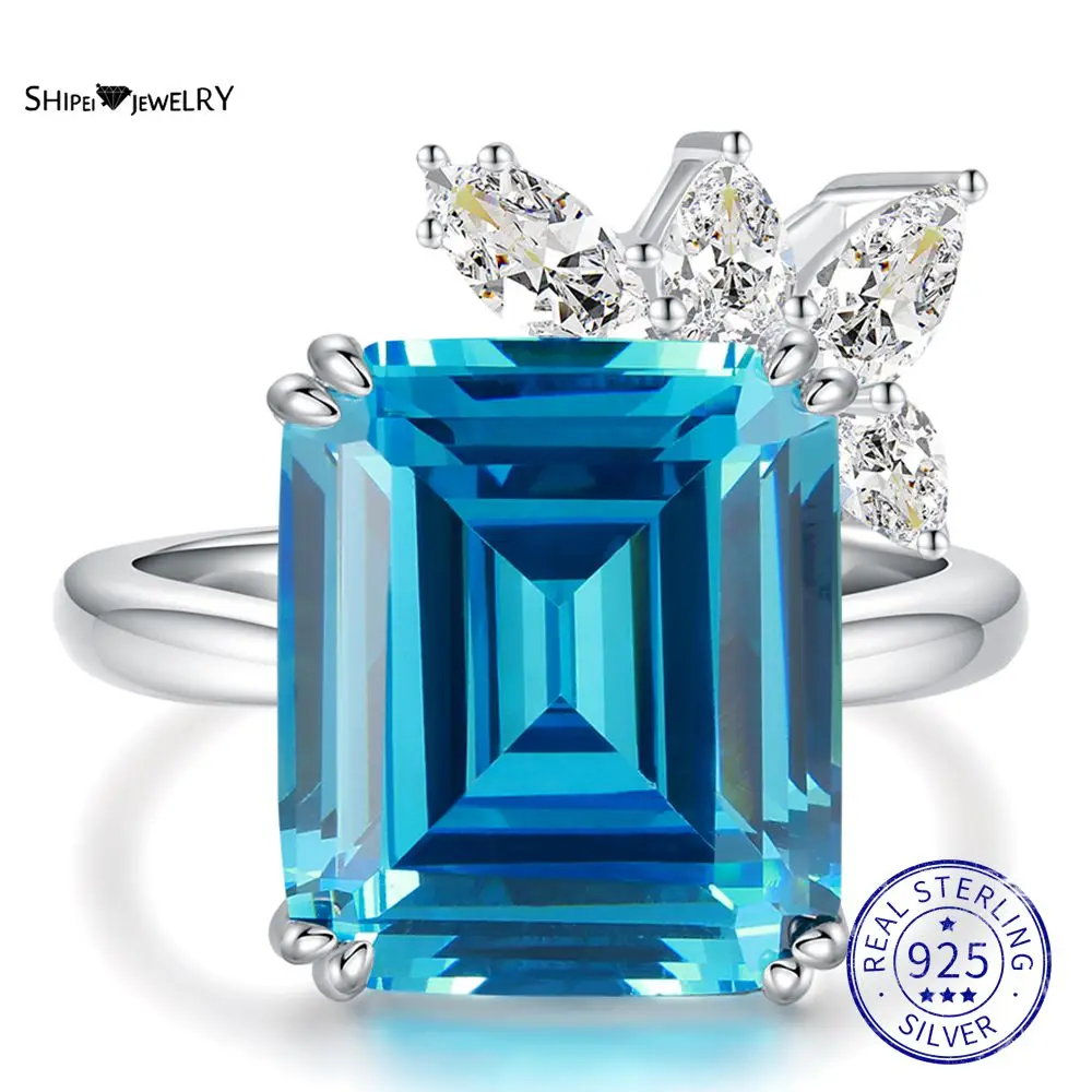 

Shipei 100% 925 Sterling Silver Emerald Cut Created Moissanite Diamonds Gemstone Wedding Engagement Ring Fine Jewelry Wholesale