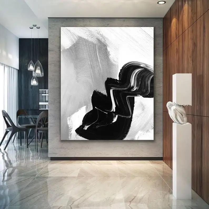 

Hand Painted Oil Painting Large Acrylic Canvas Wall Art Expressionism Black Modern Wall Art Huge Contemporary Art No Framed