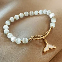 ins minimalist fashion personalized fishtail bracelet shine trendy exquisite charm for lady wedding romantic opal luxury jewelry