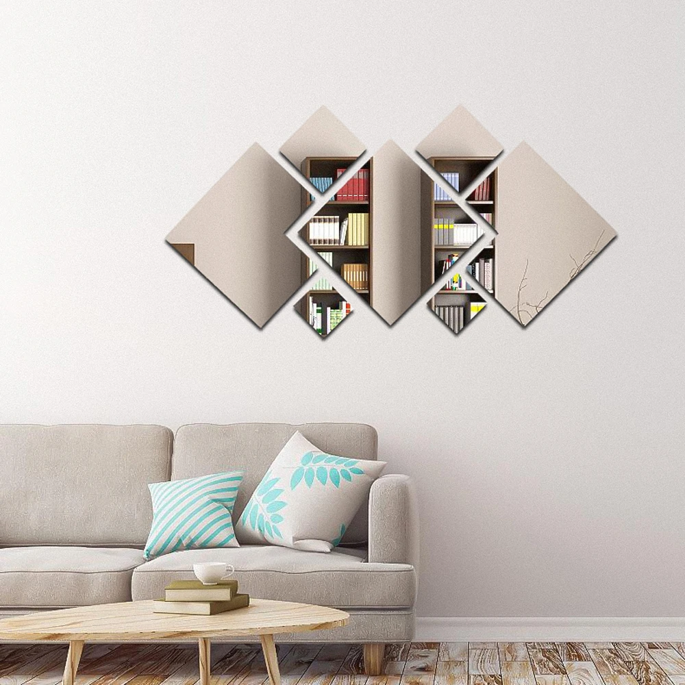 

3D Diamond Acrylic Mirror Wall Sticker For Bedroom Living Room Decoration Detachable DIY Art Mural Decoration Accessories