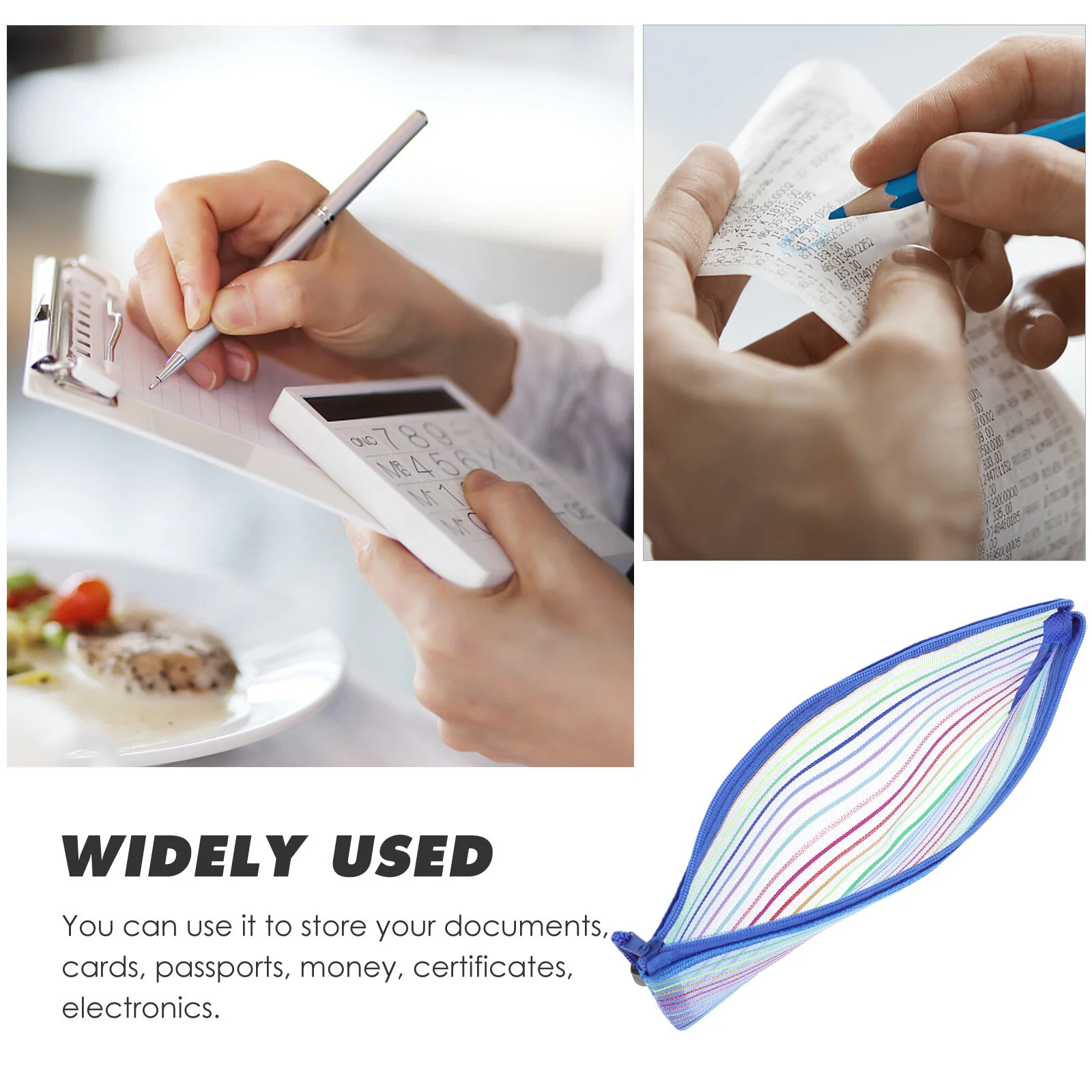 

Receipt Practical Stationery Bag Mesh Zipper Coupon Holder Money Pouch Cash Students Pen Case