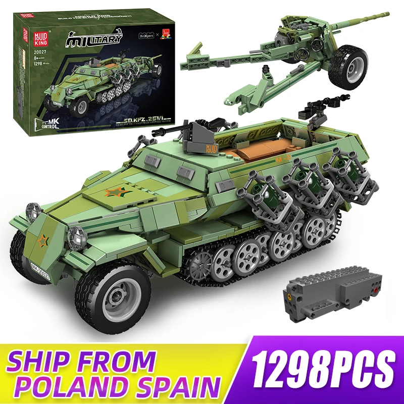 Военный танк Mould King 20027 WW2 гусеничный бронированный транспорт игрушечный