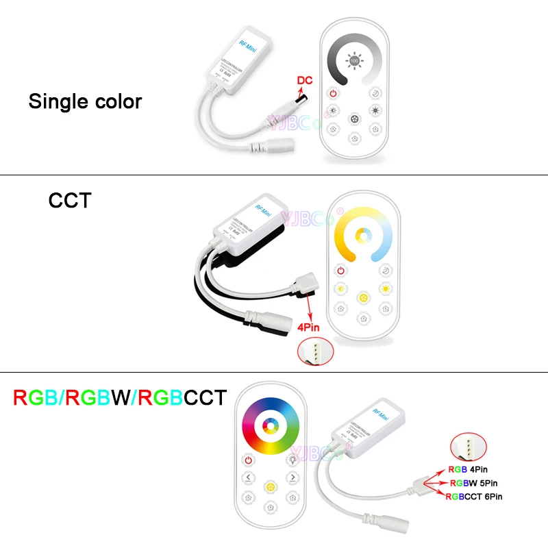 Single color RGB RGBW RGB CCT LED Strip Light Controller DC5V 12V 24V Touch Remote Ultrathin RF 144W Switch Lamp Tape dimmer