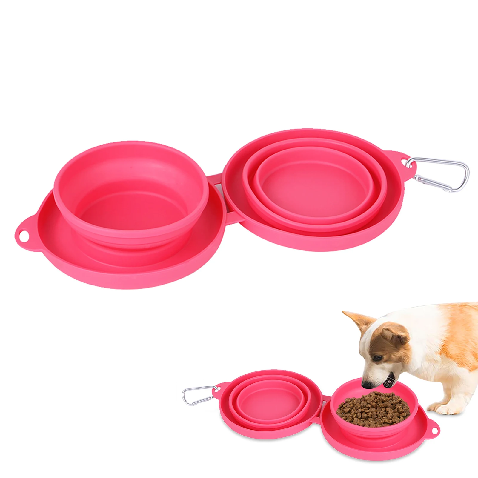 2 в 1 складная миска для собак еда вода многоразовая экономия места маленькая