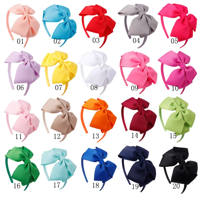 Бант для волос Oaoleer 4 дюйма оголовье девочек ручной работы однотонный