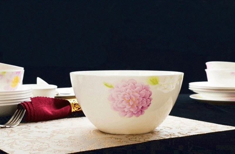 

9 inch, bone china soup bowl, sun-flower design, porcelain dinner serving bowl, buffet big fruit bowl, ceramic enamel tableware