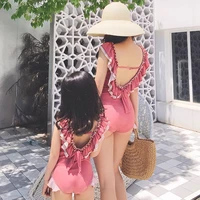 2022 new one piece mother daughter parent child swimsuit triangular open back womens swimsuit girl childrens swimsuit