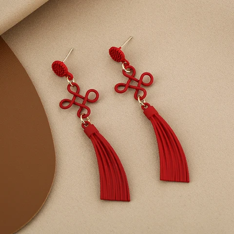 Сережки-капельки KAIGOTOQIGO красные алюминиевые