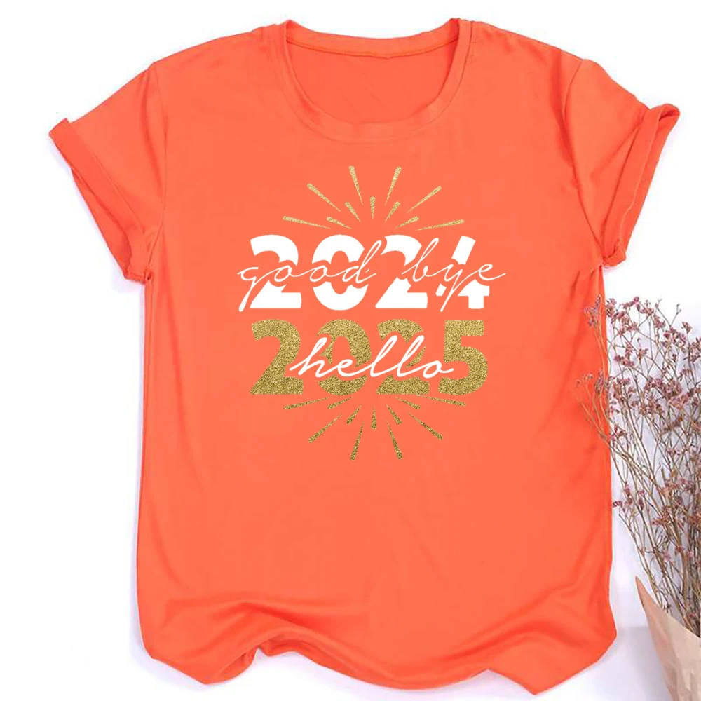 Новая женская футболка с принтом С Новым годом повседневная коротким рукавом 2025