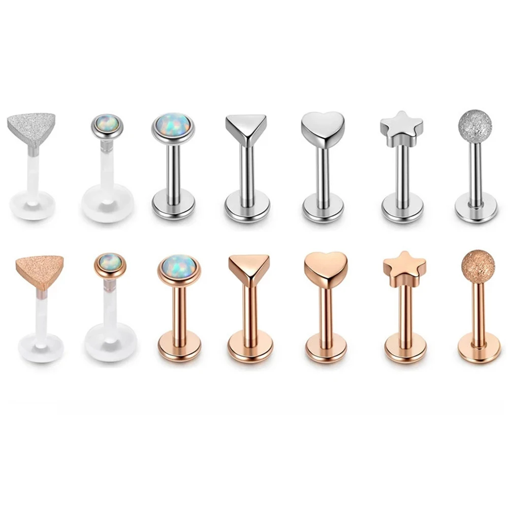 1Pcs Stainless Steel Acrylic Labret Monroe Ring Lip Ear Helix Stud Studs Body Piercing Jewellery 16Ga |