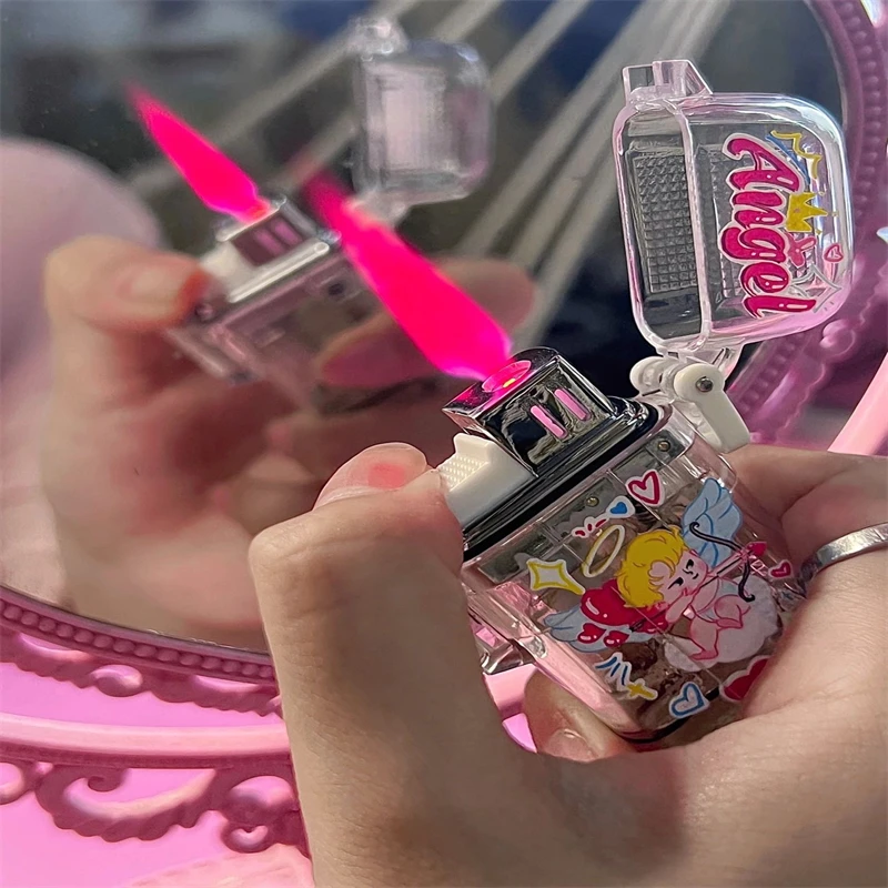 

Kuromi Sanrio Mymelody Lighter Creative Lighter Kawaii Pokemon Pikachu Anime Cartoon Windproof Red Flame Lighter Fast Shipping