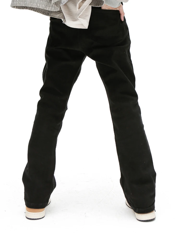 Denim Pants Pure Black Embroidery Loose Punk Men's Fashion Pants Super Street Clothing Y2k Flared Pants Black Trend Hip -hop Man