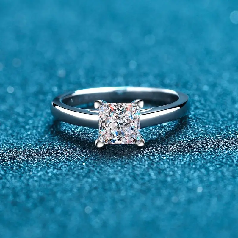 

Certified Radiant Cut moissanite engagement ring 1ct 2ct colorless vvs diamond proposal bridal rings 925 sterling silve
