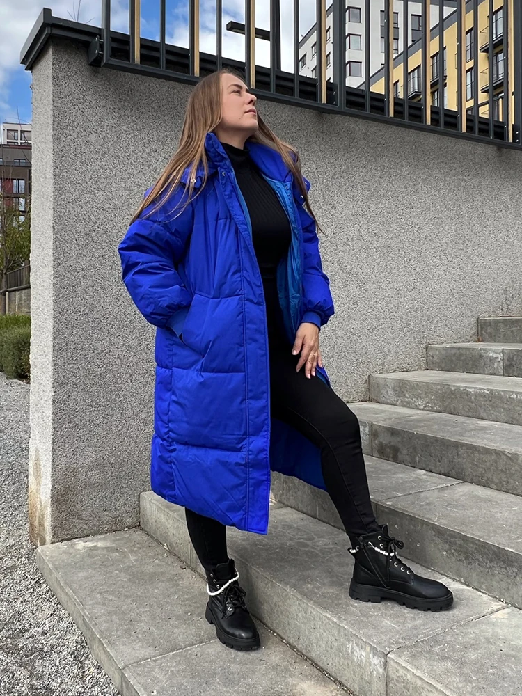 -30 Degrees Winter Women Hooded Parkas X-long Jackets Casual Thick Warm Windproof Coat Female Outwear Long Streetwear Size 3XL