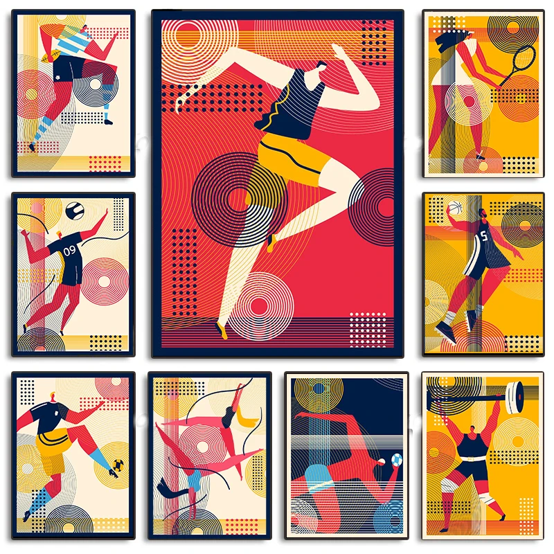 Affiche de dehors Abstraite Basket-Ball Football WePackage Levage Rugby Impression sur Toile Image dɺrt Фреска для салона