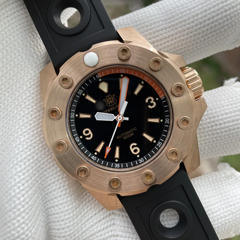 

STEELDIVE SD1948S Japan NH35 Automatic Watches Bronze Bezel with Nuts Bronze Case 1000M Waterproof Deep Sea Diver Watch Mechanic