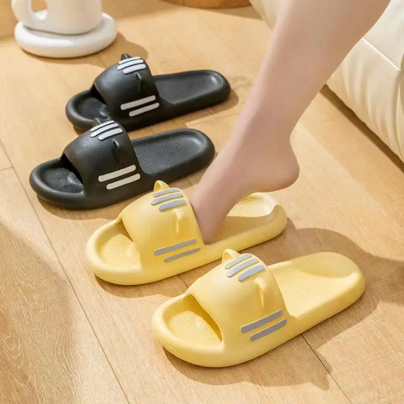 Cute Cat Sandals Women Men Summer Home Shoes Soft Thick Sole Indoor Bathroom Slides for Couples Cartoon Beach Slippers