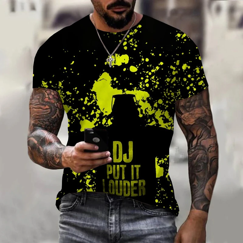 

Футболка DJ с 3D принтом для мужчин и женщин, Повседневная Уличная одежда с круглым вырезом, модные топы в стиле Харадзюку, хип-хоп