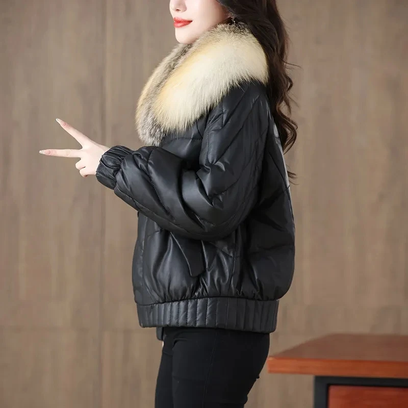 Модный пуховик Haining из меха и кожи Женская Овчина новинка 2024 зимнее меховое