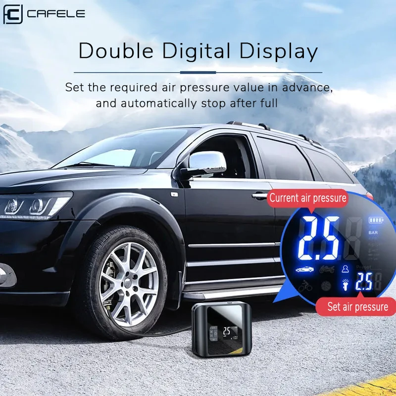 Cafele Electric Car Inflator Pump Portable Powerful Tyre Wireless Digital Air Compressor For Motorcycle Bicycle |