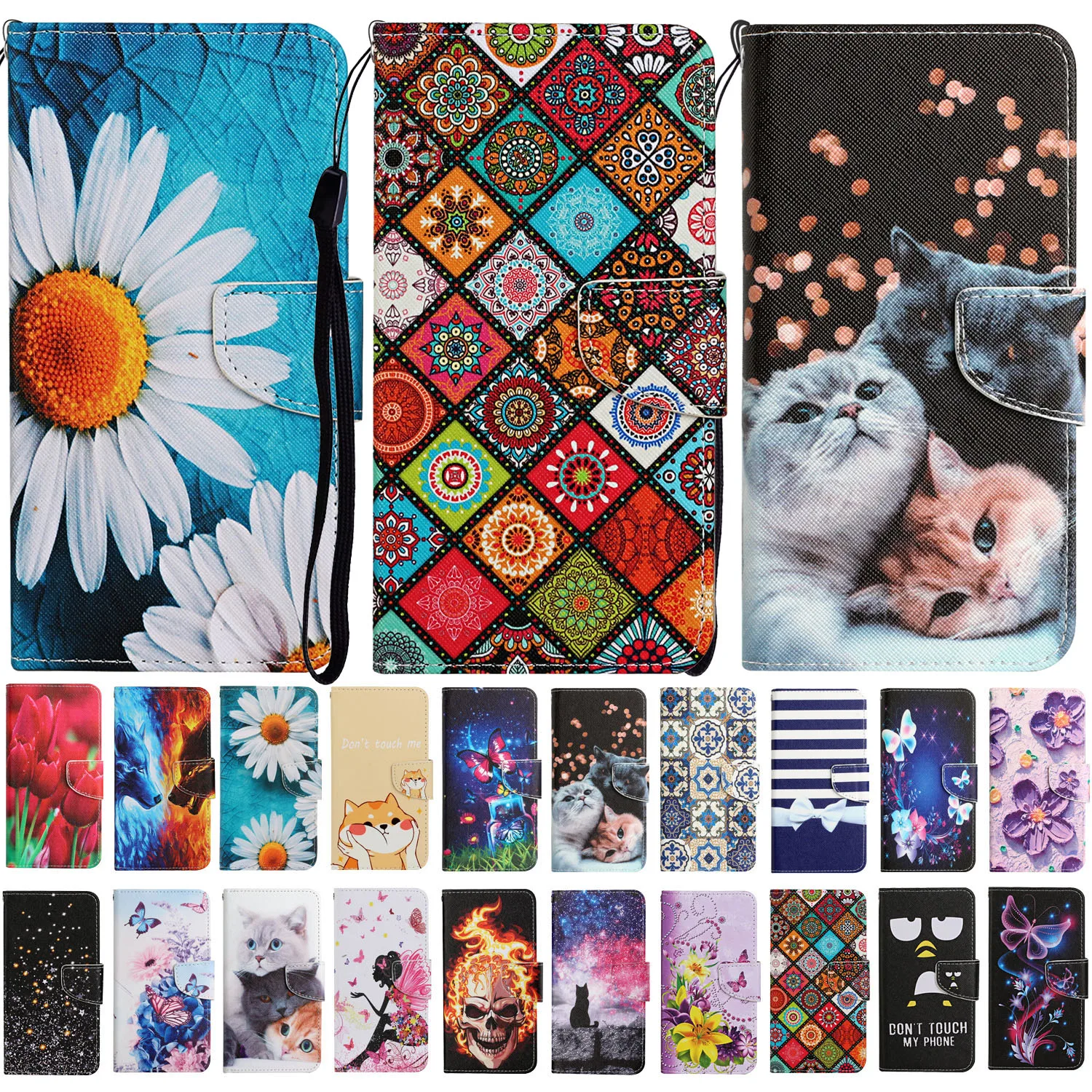 

Case for Oppo Reno5F Reno5 Lite Capa PU Leather Cover on for Oppo Reno5Z Cartoon Folk Custom Luxury Magnetic Fashion Wallet Case